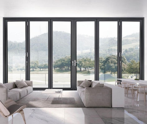 কাস্টমাইজযোগ্য হাউস অ্যালুমিনিয়াম ভাঁজ দরজা লকযোগ্য হ্যান্ডেল সহ স্তরিত গ্লাস