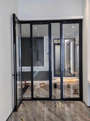 ঘূর্ণিঝড় প্রতিরোধের অভ্যন্তরীণ অ্যালুমিনিয়াম দ্বিগুণ দরজা পাউডার লেপ