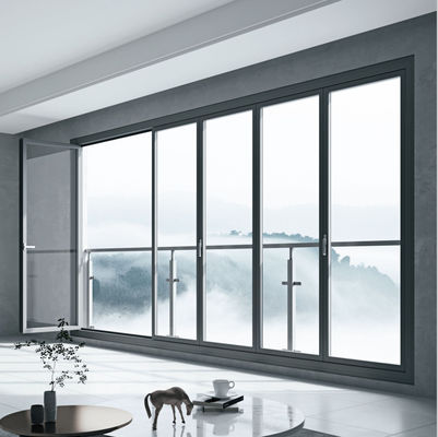 মসৃণ ভাঁজ গ্রে অ্যালুমিনিয়াম দ্বিগুণ দরজা কাস্টমাইজড ঘূর্ণিঝড় প্রতিরোধের