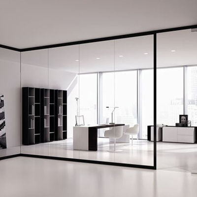 নমনীয় গ্লাস পার্টিশন ওয়াল অ্যালুমিনিয়াম ফ্রেম সাউন্ডপ্রুফ অফিস পার্টিশন