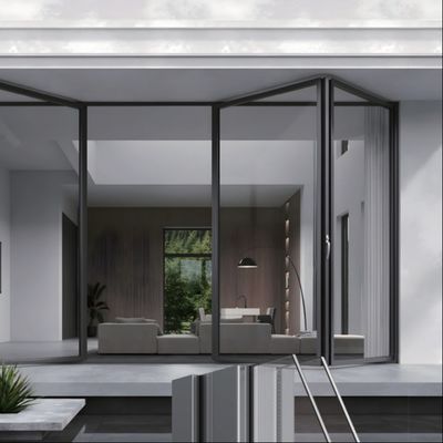 সুরক্ষিত লকিং প্রক্রিয়া অ্যালুমিনিয়াম ভাঁজ গ্লাস দরজা রৌপ্য / সাদা / কালো / শিক্ষাপ্রতিষ্ঠানের জন্য কাস্টমাইজড