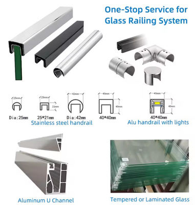 ল্যামেল ইউ চ্যানেল গ্লাস ব্যালুস্ট্রাড টপ মাউন্ট ইনস্টলেশন লেমিনেটেড গ্লাস সহ