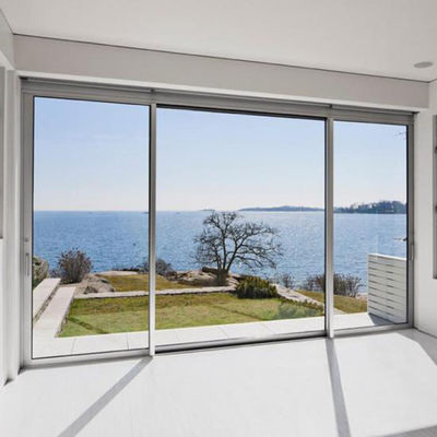 স্লিম লাইট প্রোফাইল অ্যালুমিনিয়াম স্লাইডিং দরজা টেম্পারেড ক্লিয়ার গ্লাসের সাথে প্রতিস্থাপন