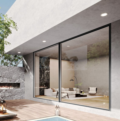 মাল্টি পয়েন্ট লকিং সহ টেম্পারেড গ্লাস স্লিম অ্যালুমিনিয়াম স্লাইডিং দরজা নিরাপত্তা