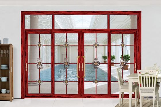 ডাবল গ্লাস অ্যালুমিনিয়াম স্লাইডিং দরজা হারিকেন প্রতিরোধের মাল্টি স্লাইড গ্লাস দরজা