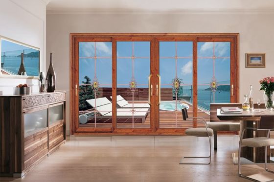 টাইফুন প্রতিরোধী 2 মিমি পুরু অ্যালুমিনিয়াম ঝুলন্ত প্যাটিও গ্লাস সহ দরজা