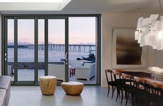 কাস্টমাইজড বড় স্লাইডিং গ্লাস প্যাটিও দরজা পাউডার লেপা অ্যালুমিনিয়াম ফ্রেম