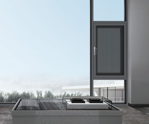 ডাবল গ্লাসযুক্ত ভিতরে খোলা অ্যালুমিনিয়াম উইন্ডোজ পাউডার লেপযুক্ত