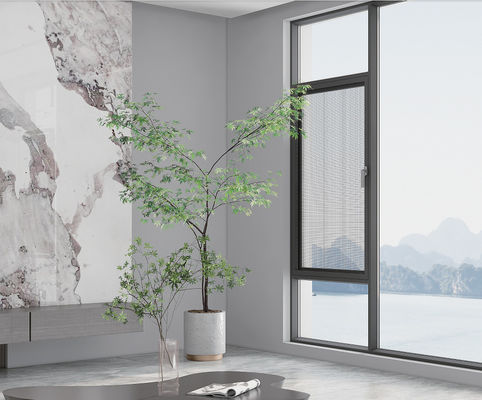 ডাবল গ্লাসযুক্ত ভিতরে খোলা অ্যালুমিনিয়াম উইন্ডোজ পাউডার লেপযুক্ত