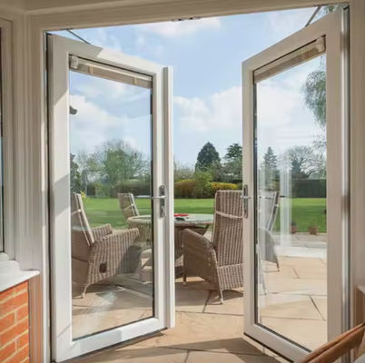 ডাবল কেসমেন্ট অ্যালুমিনিয়াম ফ্রেম সুইং ডোর টেম্পারেড গ্লাস সহ আধুনিক নকশা