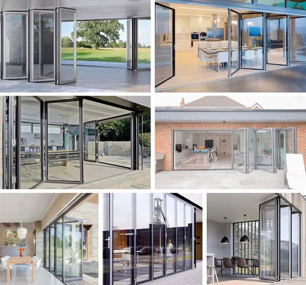 শক্তি দক্ষতা অ্যালুমিনিয়াম ভাঁজ দরজা পুরু প্রোফাইল গ্লাস ভাঁজ দরজা