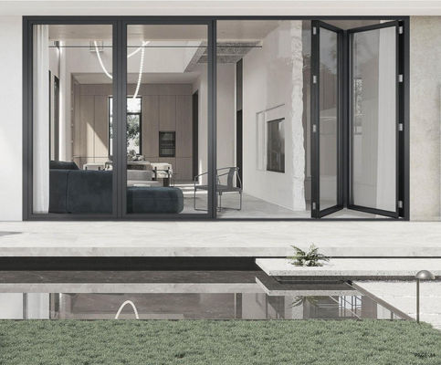 ক্ষয় প্রতিরোধী অ্যালুমিনিয়াম ভাঁজ দরজা তাপ বিরতি স্লিমলাইন অ্যালুমিনিয়াম দ্বিগুণ দরজা