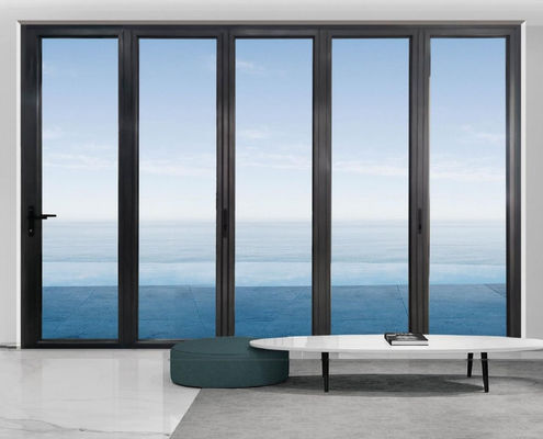 ঘূর্ণিঝড় প্রতিরোধের অভ্যন্তরীণ অ্যালুমিনিয়াম দ্বিগুণ দরজা পাউডার লেপ