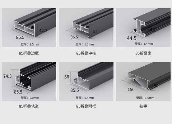 মসৃণ ভাঁজ গ্রে অ্যালুমিনিয়াম দ্বিগুণ দরজা কাস্টমাইজড ঘূর্ণিঝড় প্রতিরোধের