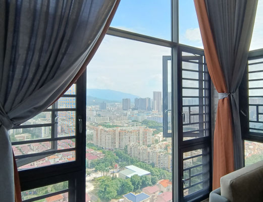 অ্যালুমিনিয়াম ফ্রেম স্লাইং আউট উইন্ডোজ কাস্টমাইজড হরমড আইসোলেটেড গ্লাস সঙ্গে