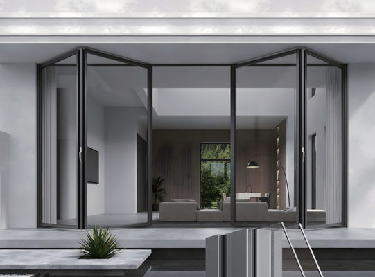 তাপ বিরতি নিরাপত্তা গ্লাস অ্যালুমিনিয়াম ভাঁজ দরজা বাণিজ্যিক ব্যালকনি ভাঁজ দরজা