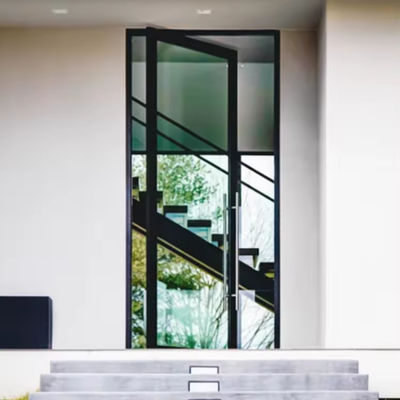 কাস্টমাইজযোগ্য পাউডার লেপযুক্ত অ্যালুমিনিয়াম পিভট দরজা স্তরিত গ্লাস পিভট এন্ট্রি দরজা