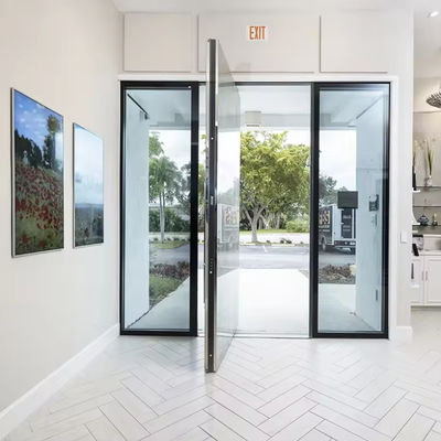 কাস্টমাইজযোগ্য পাউডার লেপযুক্ত অ্যালুমিনিয়াম পিভট দরজা স্তরিত গ্লাস পিভট এন্ট্রি দরজা