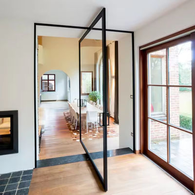 ঘূর্ণিঝড় প্রতিরোধের পিভট অ্যালুমিনিয়াম দরজা ল্যামিনেটেড গ্লাসের সাথে কাস্টমাইজড