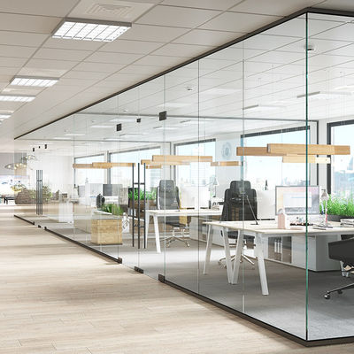 শব্দরোধী অফিস গ্লাস পার্টিশন দেয়াল পাউডার লেপা অ্যালুমিনিয়াম প্রোফাইল দরজা সঙ্গে