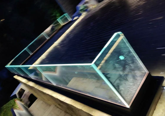 LED লাইট সহ ফ্রেমহীন অ্যালুমিনিয়াম এবং গ্লাস রেলিং আয়তক্ষেত্রাকার আকৃতির