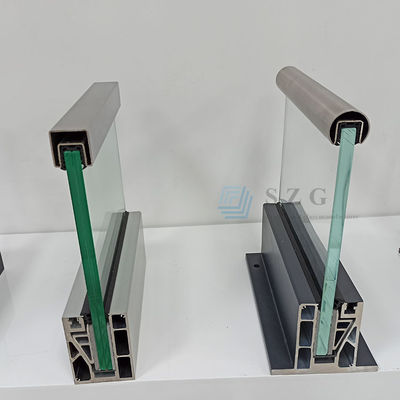 এলইডি লাইট গ্লাস ব্যালুস্ট্রেড অ্যালুমিনিয়াম আধুনিক রেলিং ডিজাইন ফ্রেমহীন টেম্পারেড গ্লাস আউটডোর ব্যালকনি রেলিং