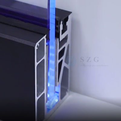 12 মিমি সিঁড়ি ফ্রেমহীন গ্লাস ব্যালকনি রেলিং ইউ চ্যানেল এলইডি আলো সহ