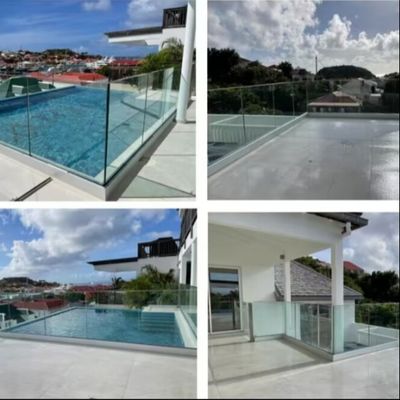 রঙিন এলইডি লাইট ইউ চ্যানেল গ্লাস রেলিং 8-16 মিমি ল্যামিনেটেড গ্লাস এবং 5 বছরেরও বেশি ওয়ারেন্টি সহ