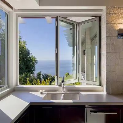 1.5 মিমি অ্যালুমিনিয়াম ভাঁজ উইন্ডোজ দীর্ঘস্থায়ী অনুভূমিক ভাঁজ প্যাটার্ন এবং anodized ফ্রেম সমাপ্তি সঙ্গে