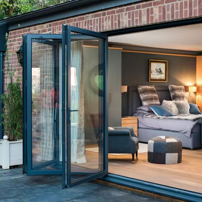 হারিকেন প্রুফ বহি Bi ভাঁজ দরজা অ্যালুমিনিয়াম Patio Bifold Doors Puertas Plegables Accordion ভাঁজ গ্লাস দরজা