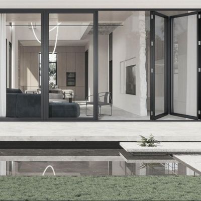 কাস্টম আকার অ্যালুমিনিয়াম বাইফোল্ড বাইরের দরজা টেকসই মাল্টি-প্যানেল তাপ নিরোধক