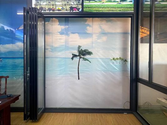 আধুনিক অভ্যন্তরীণ প্যাটিও গ্লাস জলরোধী স্লাইড এবং ভাঁজ অ্যালুমিনিয়াম বাইফোল্ড ডোর সিস্টেম রেস্টুরেন্ট হোম ব্যবহারের জন্য