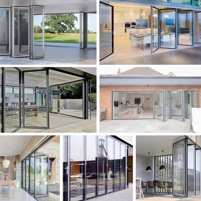 সুরক্ষিত লকিং প্রক্রিয়া অ্যালুমিনিয়াম ভাঁজ গ্লাস দরজা রৌপ্য / সাদা / কালো / শিক্ষাপ্রতিষ্ঠানের জন্য কাস্টমাইজড