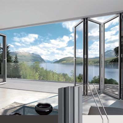 সুরক্ষিত লকিং প্রক্রিয়া অ্যালুমিনিয়াম ভাঁজ গ্লাস দরজা রৌপ্য / সাদা / কালো / শিক্ষাপ্রতিষ্ঠানের জন্য কাস্টমাইজড