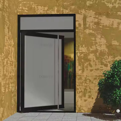 4-12 মিমি ডাবল গ্লাস অ্যালুমিনিয়াম পিভট দরজা স্বচ্ছ গ্লাস এবং স্টেইনলেস স্টীল স্ক্রিন নেট উপাদান সঙ্গে