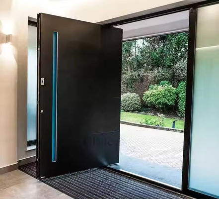 স্টেইনলেস স্টীল অভ্যন্তরীণ অ্যালুমিনিয়াম পিভট দরজা স্বচ্ছ গ্লাস এবং 1.8mm ফ্রেম বেধ সঙ্গে