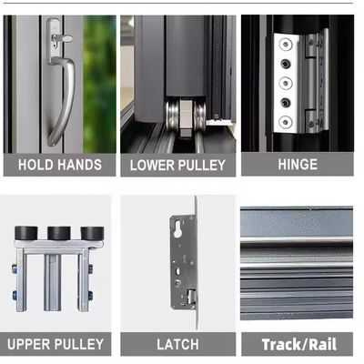 আধুনিক স্টাইলের অ্যালুমিনিয়াম ভাঁজ উইন্ডো ইনসুলেটেড টেম্পারেড গ্লাস এবং কাস্টমাইজড গ্লাস বেধ সহ