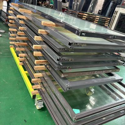 ডাবল গ্লাসযুক্ত স্বচ্ছ গ্লাস দরজা ভারী দায়িত্ব তাপ নিরোধক দ্বি ভাঁজ দরজা