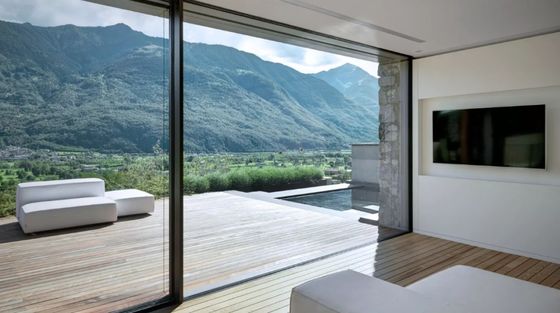 স্টেইনলেস স্টীল হার্ডওয়্যার এবং শক্তিশালী ফ্রেম সঙ্গে আধুনিক সহজ অ্যালুমিনিয়াম স্লাইডিং দরজা