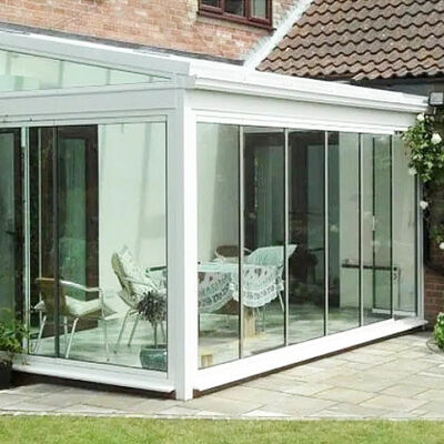 অ্যালুমিনিয়াম স্লাইডিং বাই ফোল্ড স্বচ্ছ 5+5 মিমি টেম্পারেড ল্যামিনেটেড গ্লাস দরজা পার্টিশন ব্যালকনি জন্য